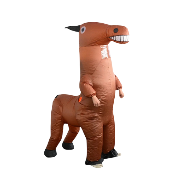 Nafukovací kostým koně celotělový Velikost pro dospělé 150–190 cm Odolný polyester Hnědé provedení Na karneval Halloween i vystoupení maskota 1