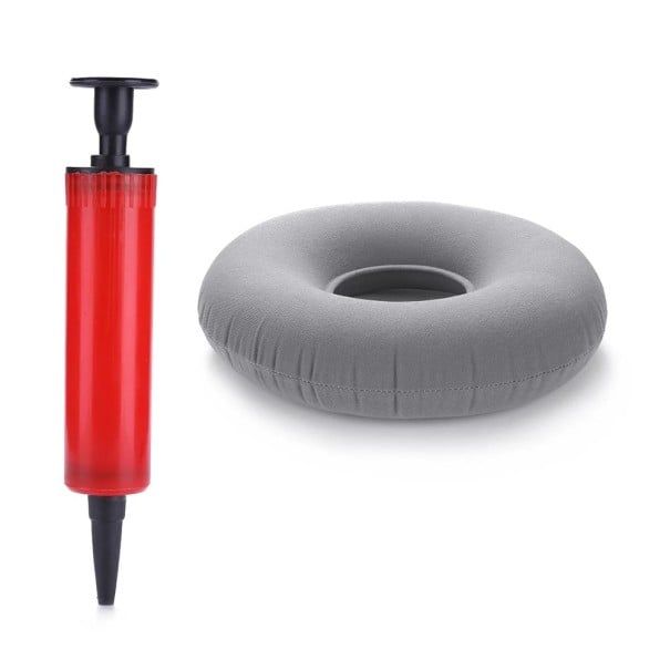 Nafukovací zdravotní sedací polštář 34 cm s otvorem Donut polštář proti hemoroidům Bolest kostrče Ergonomický polštář na sezení šedá