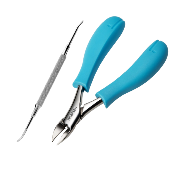Nagelknipper met graafmachine 2 stuks turquoise