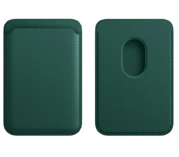 Nahkainen korttikotelo iPhonelle MagSafe-magneetilla vihreä