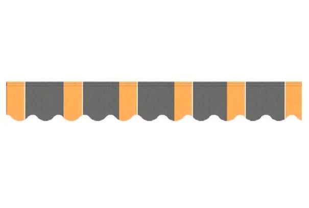 Náhradní banner Dekorativní lambrekýn S vlnitým okrajem Rozměry 282 x 23 cm Pro markýzy a obchody Venkovní použití Snadná montáž šedo-oranžová
