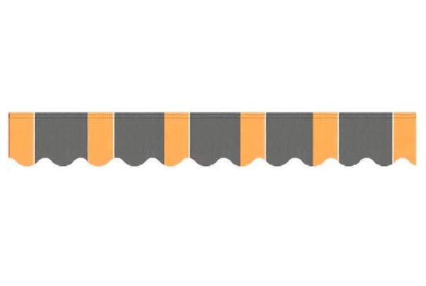 Náhradní Banner Pro Obchod Ozdobný Lambrekýn Markýzy 200 x 19 cm Vlnitý Spodní Okraj Pruhovaný Design Venkovní Použití Stánek Prodejna Trh šedo-oranžová