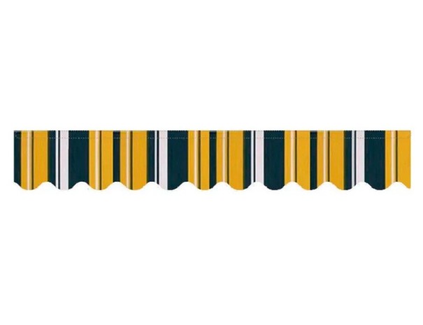 Náhradní Banner Sluneční Clona Vodotěsná Látková Páska 550 x 25 cm Pro Obchodní Markýzu Pruhovaný Vzor Vlnitý Okraj Venkovní Použití černo-žlutá