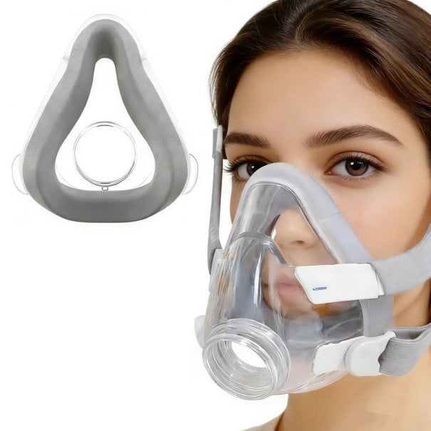 Náhradní maska kompatibilní s AirFit F20 s měkkou paměťovou pěnou velikost L šedá přes nos i ústa na masku CPAP pro dospělé při spánku 1