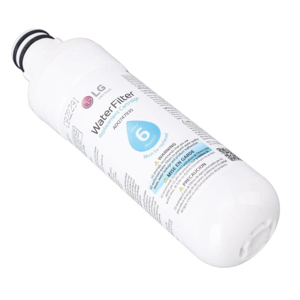 Náhradní vodní filtr do lednice kompatibilní s ADQ747935 Životnost 6 měsíců Válcová kartuše se dvěma těsnicími kroužky Bílá barva 1