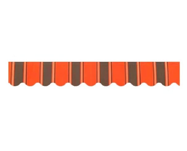 Náhradný Banner Slnečná Clona Vodotesná Látková Páska 550 x 25 cm Pre Obchodnú Markýzu Pruhovaný Vzor Vlnitý Okraj Vonkajšie Použitie hnedo-oranžová
