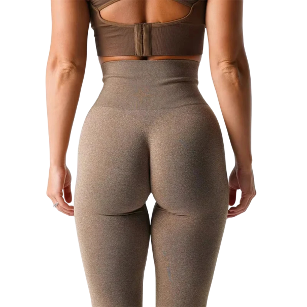 Nahtlose, elastische Sport-Leggings für Damen, Fitness-Workout-Leggings, dehnbare und bequeme Leggings für Fitnessstudio, Yoga, Laufen braun L