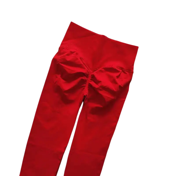 Nahtlose Push-Up-Leggings für Damen, hohe Taille, hochelastisch, Sport-Leggings für Training, Fitness, Yoga, Laufen, Fitnessstudio, bequeme Passform rot L