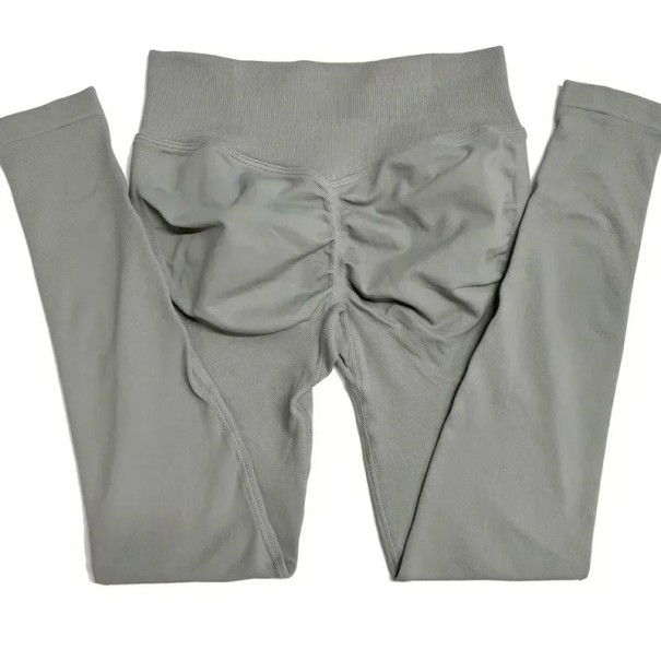 Nahtlose Sport-Leggings für Damen mit niedriger Taille, elastische Leggings für Yoga und Fitness, bequeme, enge Hosen für freie Bewegung hellgrau M