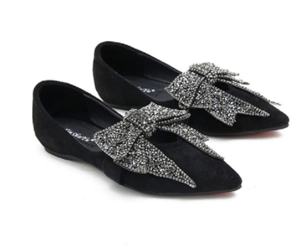 Naisten ballerinat rusetilla A607 musta 39