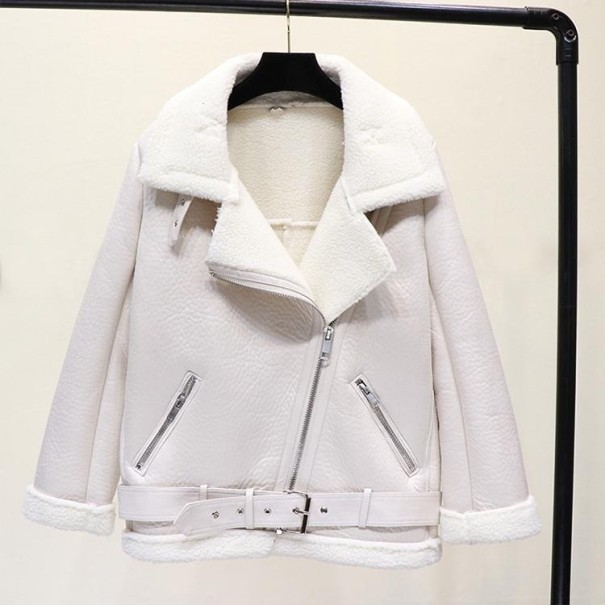Naisten eristetty nahkatakki beige XL