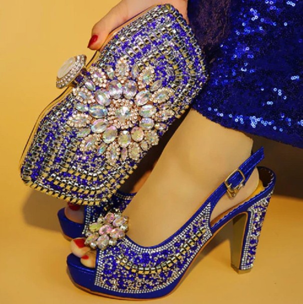 Naisten glitterkorkokengät paljeteilla J2427 sininen 41