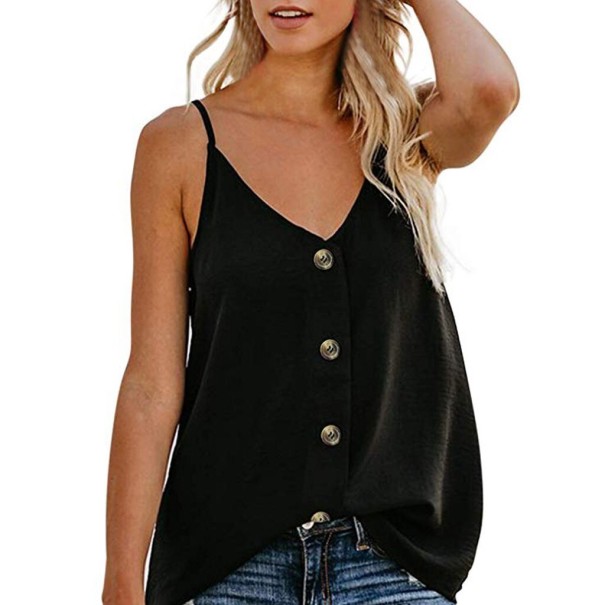 Naisten hihaton toppi napeilla musta L