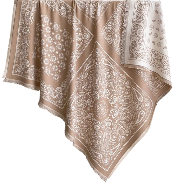 Naisten huivi 130 x 130 cm Polyesterihuivi yksinkertaisella kuviolla ja hapsupäillä Tyylikäs kevyt muotilisäke Mukava huivi vuoden ympäri beige