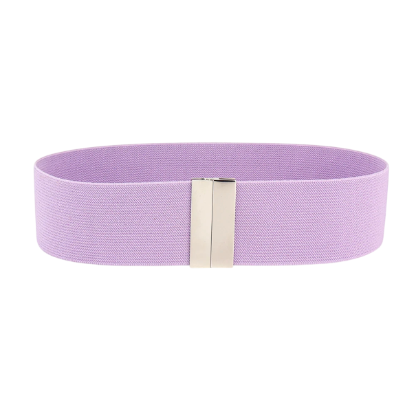 Naisten joustava vyö 65 x 5 cm Leveä muodikas vyö hopeisella metallisella soljella Elegantti asuste mekkoihin ja tunikoihin violetti