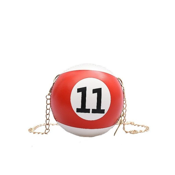 Naisten laukku biljardipallon muotoisena numerolla Pieni pyöreä crossbody-laukku olalla kultaketjulla 11 x 11 x 11 cm 11
