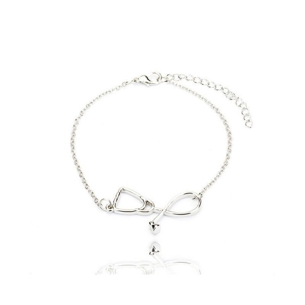 Naisten ketjurannekoru stetoskooppi hopeinen