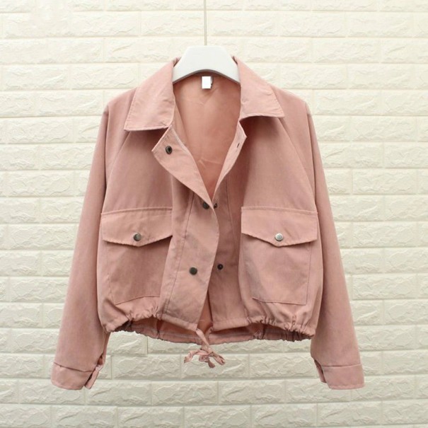 Naisten kevättakki P2345 vaaleanpunainen