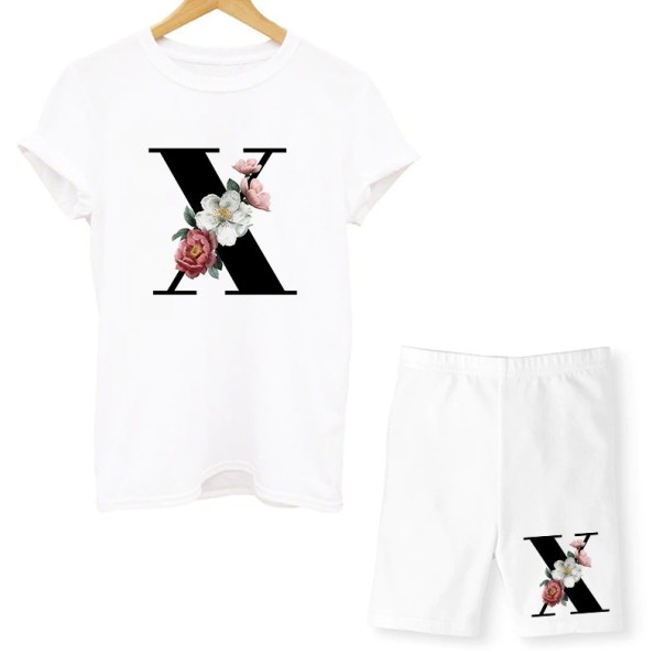 Naisten kirjain-T-paita ja shortsit XS X