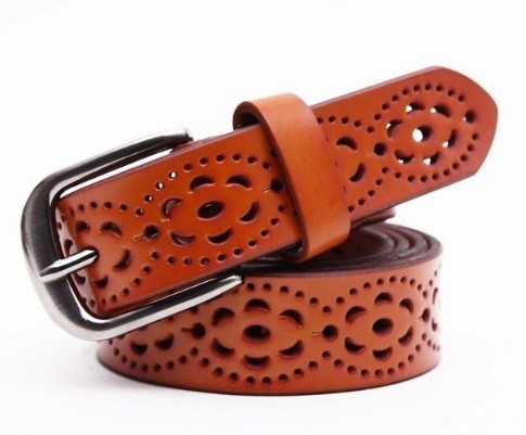 Naisten koristeellinen nahkavyö J2856 oranssi 115 cm