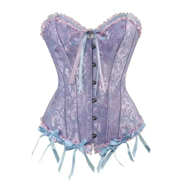 Naisten korsetti Violetti Edessä kiinnitys Rypytys ja nauha Koristeelliset yksityiskohdat Polyesteri Spandex Tyylikäs toppi, joka korostaa vyötäröä XXS