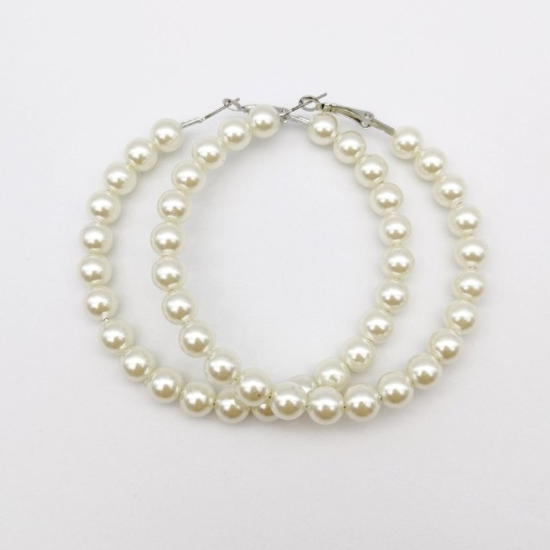 Naisten korvakorut helmillä G483 hopeinen 75 mm