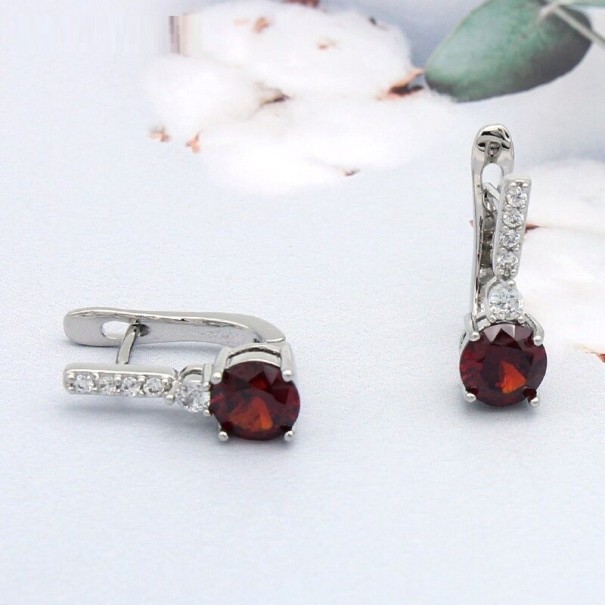 Naisten korvakorut zirkoneilla G548 bordo 2