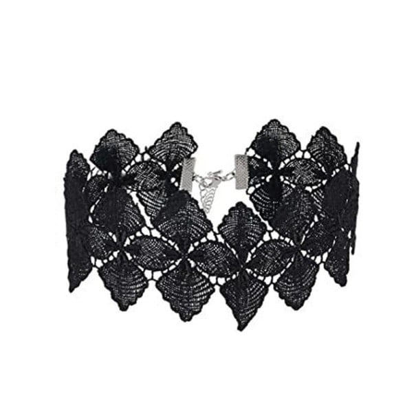 Naisten leveä pitsinen choker lehtikuvioilla 32 + 5 cm kaulakoru musta elegantti lisävaruste päivittäiseen käyttöön 1
