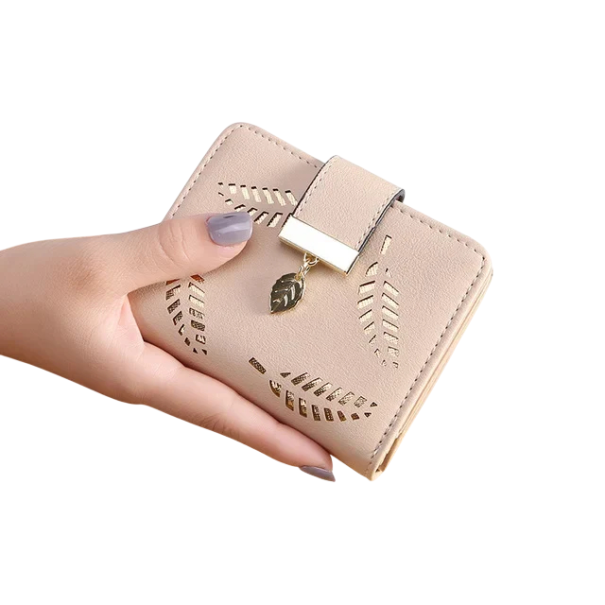 Naisten lompakko 10 x 3 x 12 cm Keinonahka Monivärinen kultalehtikuvio Suljettavissa vetoketjulla ja soljella khaki