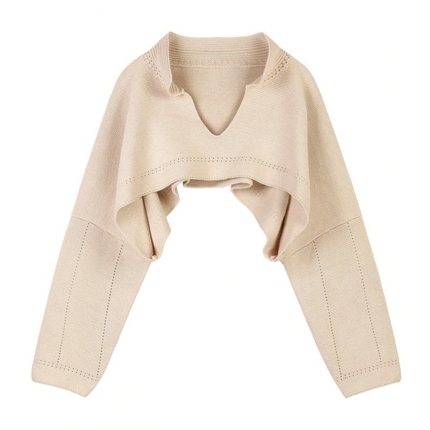 Naisten lyhyt neulepusero G310 beige