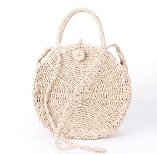 Naisten moderni rottinkikäsilaukku J1671 beige 30cm