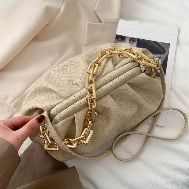 Naisten nahkainen käsilaukku M1455 beige