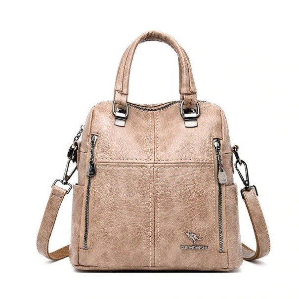 Naisten nahkareppu E819 beige