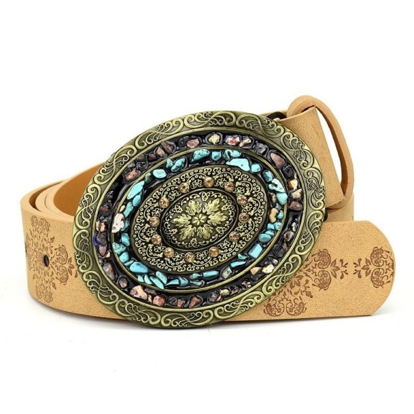 Naisten nahkavyö L172 vaaleanruskea 100 cm 3