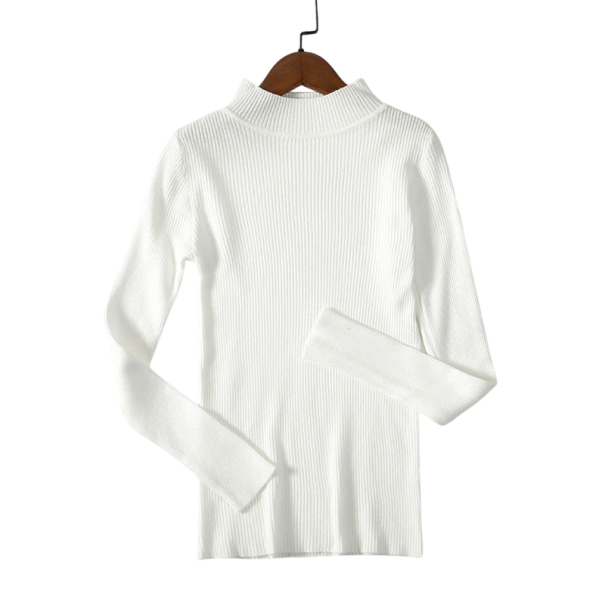 Naisten neulepaita puuvillasta ja akryylistä O-mallisella pääntiellä Tyylikäs yksivärinen paita pitkillä hihoilla Universaalikoko päivittäiseen käyttöön valkoinen
