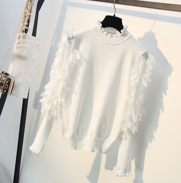 Naisten neulepusero A2116 valkoinen