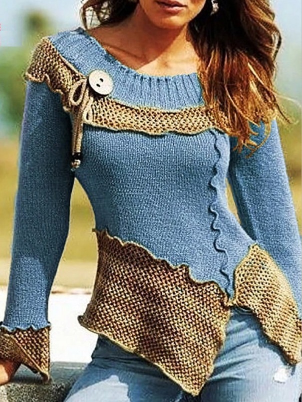 Naisten neulepusero A2345 sininen L