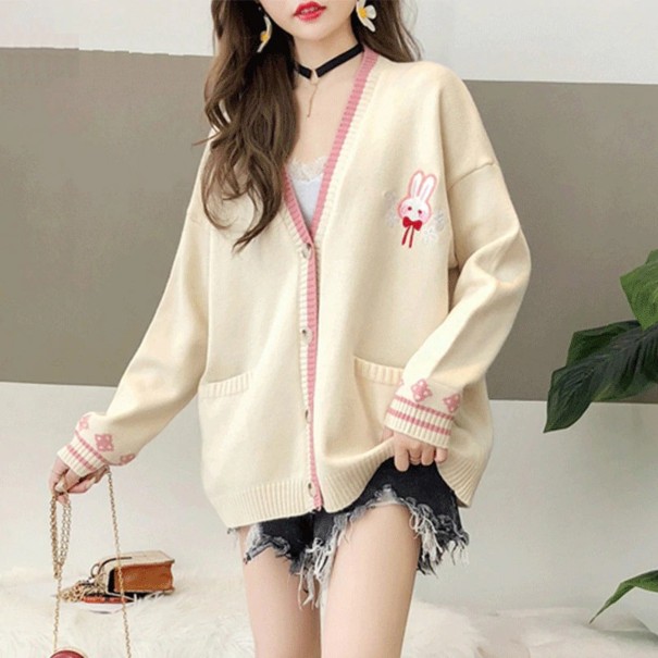 Naisten neulepusero, jossa on kani beige