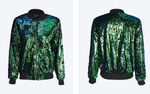 Naisten paljettitakki J2784 vihreä M