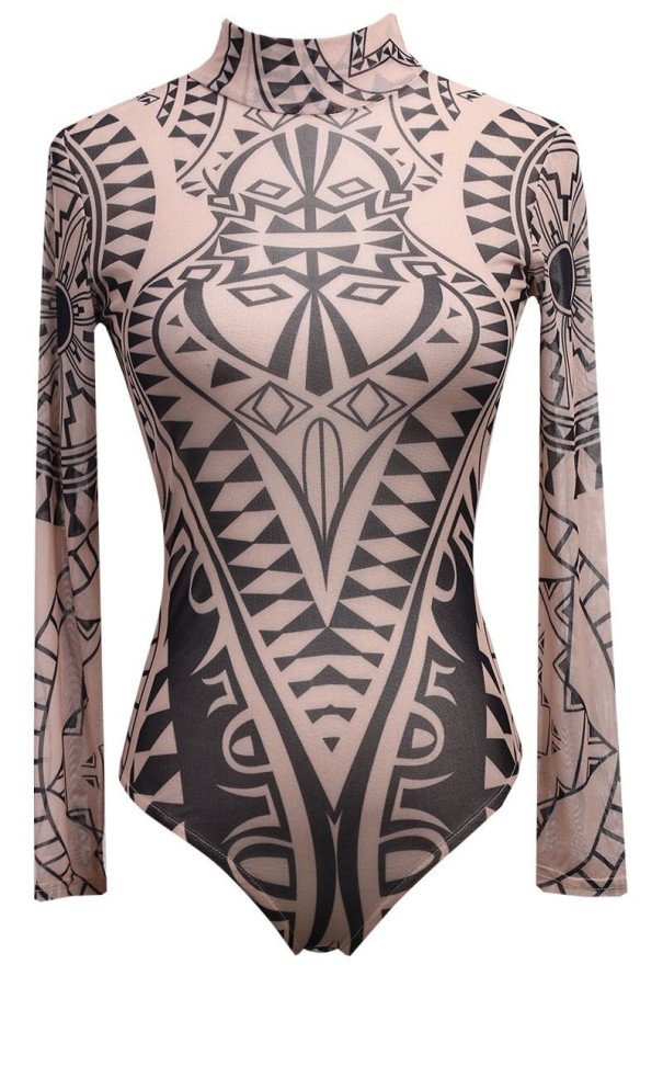 Naisten pitkähihainen body B799 beige M