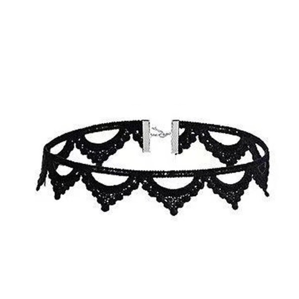 Naisten pitsinen choker, jossa on kiinnitys 32 + 5 cm, kaulakoru, musta pitsi, hienosti koristeltu lisävaruste päivittäiseen käyttöön ja juhlatilaisuuksiin 1