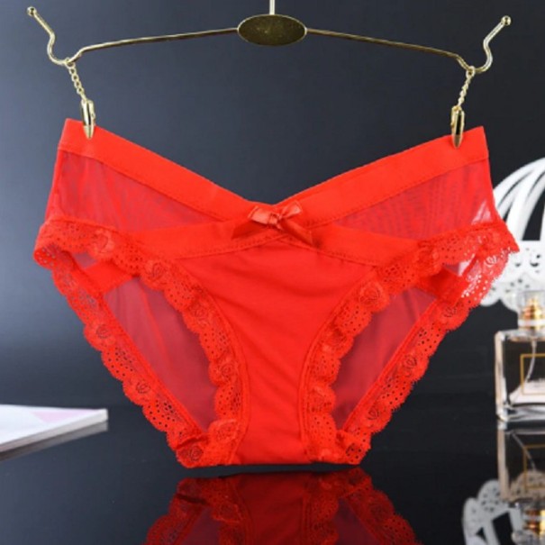 Naisten pitsipohjaiset brasilialaiset alushousut A695 punainen S