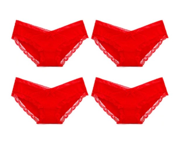 Naisten pitsiset ja rusetilla koristellut pikkuhousut - 4 kpl. S 5