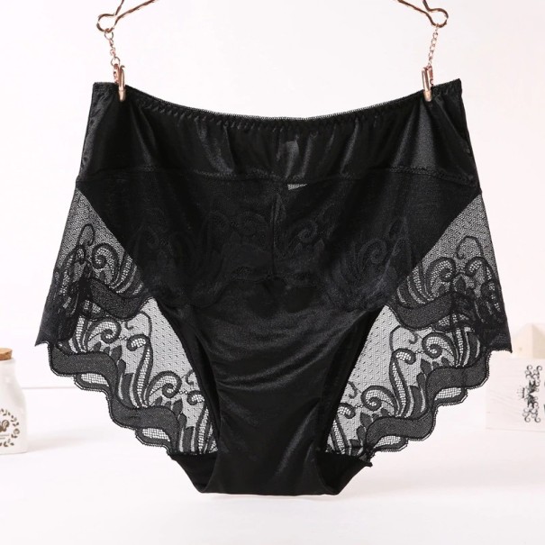 Naisten pitsivyötäröiset alushousut A704 musta L