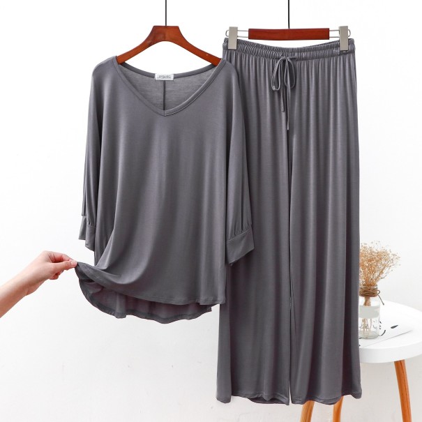 Naisten pyjama P2687 tummanharmaa M