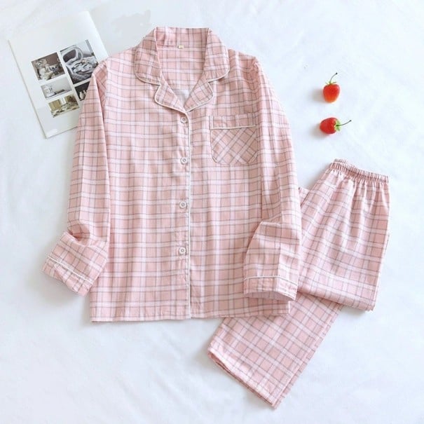 Naisten pyjama P2697 vaaleanpunainen L