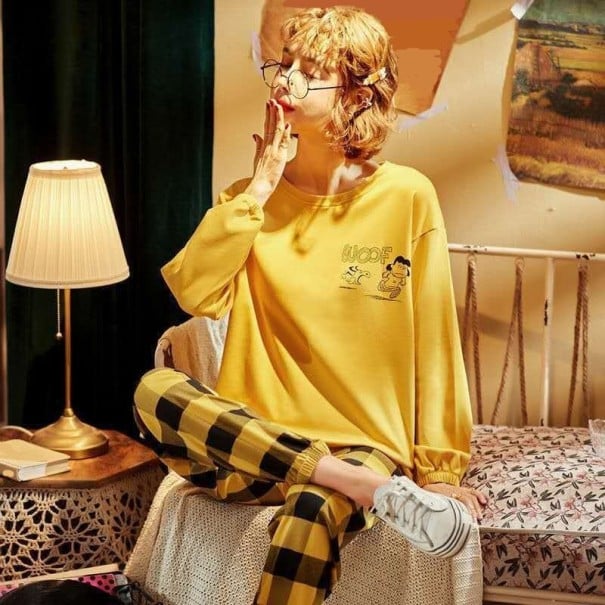 Naisten pyjama P2757 keltainen M