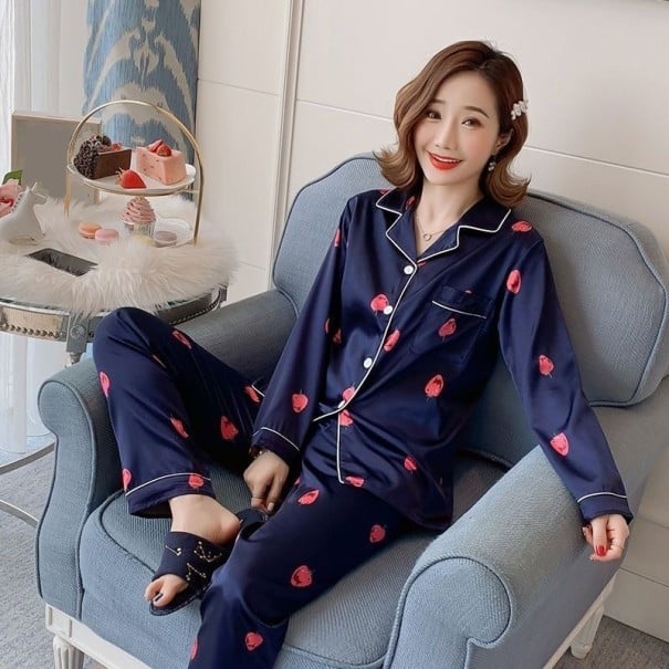 Naisten pyjama P2770 tummansininen M