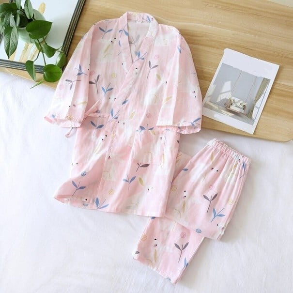 Naisten pyjama P2816 vaaleanpunainen S