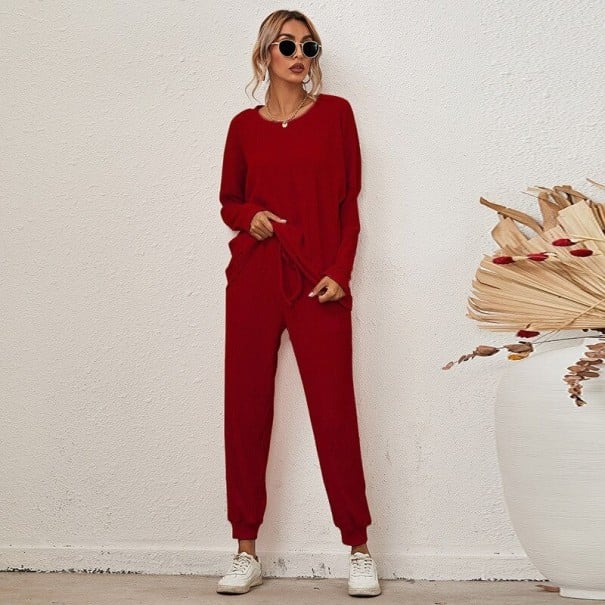 Naisten pyjama P2857 viininpunainen XL